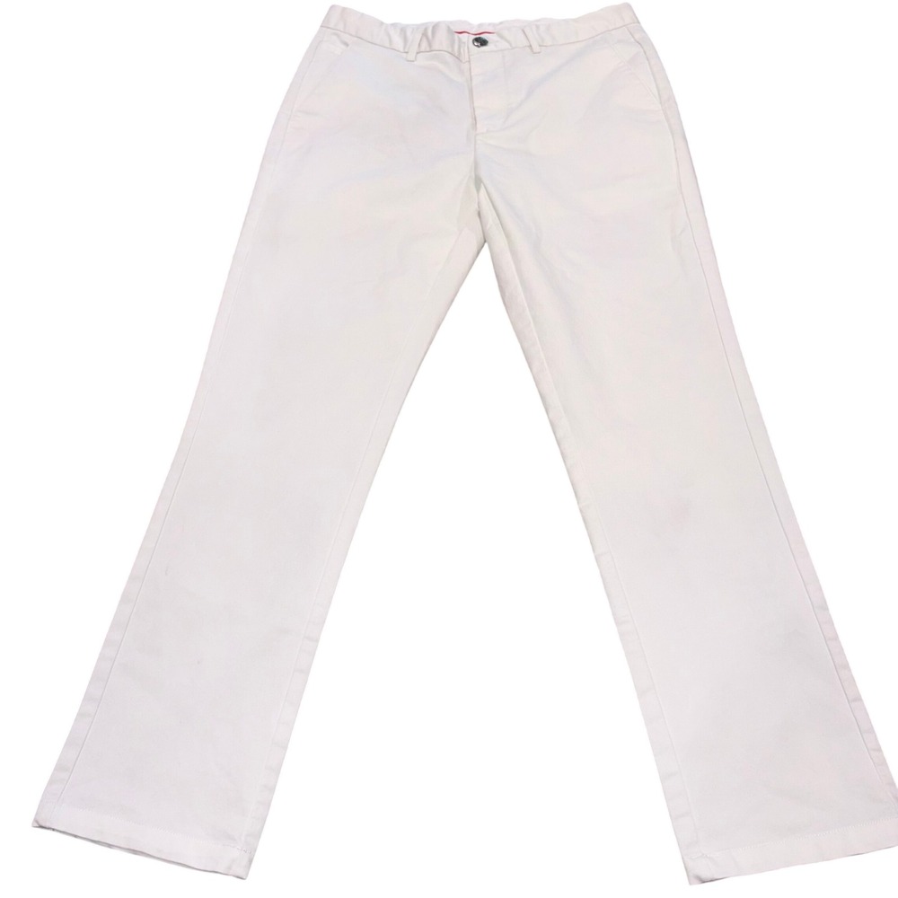 Flat Front Chino‎ Pants Business Casual Women 32W White Stacy Adams